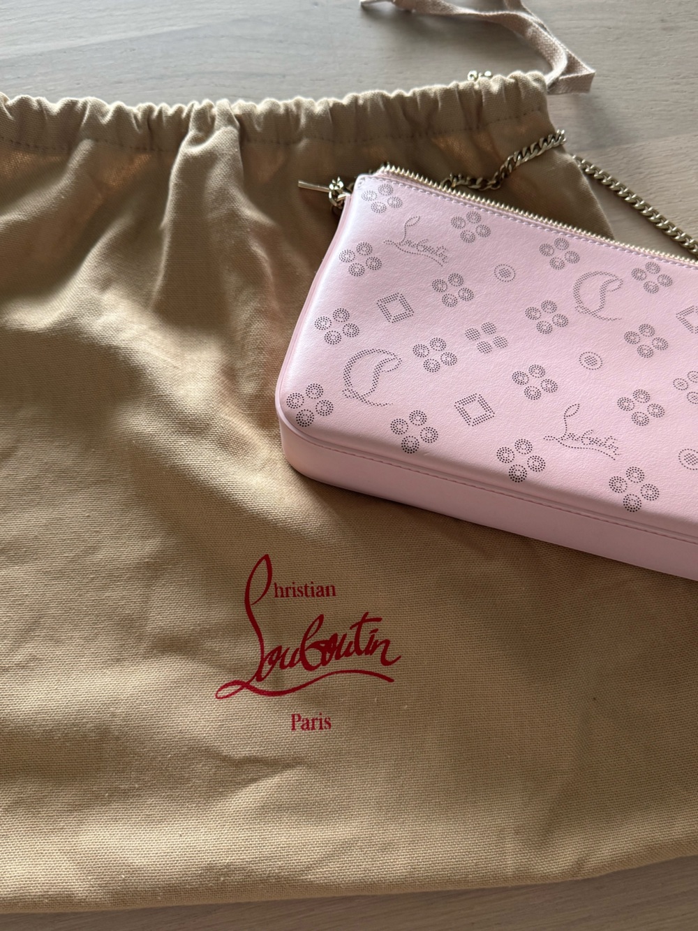 Christian Louboutin Blush Pink Logo Chain Shoulder Bag - Picture 7 of 12